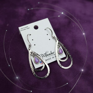 Wheeler Lab Created Lavender Opal Dangle Earrings Made in USA